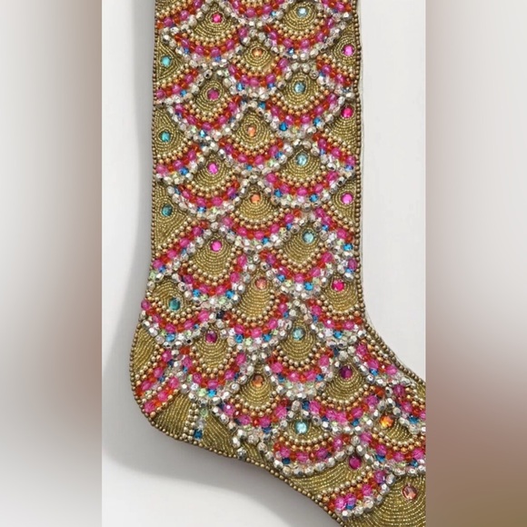NWT Kim Seybert Scallop Multi Beaded Holiday Stocking Christmas $240 - Picture 2 of 2